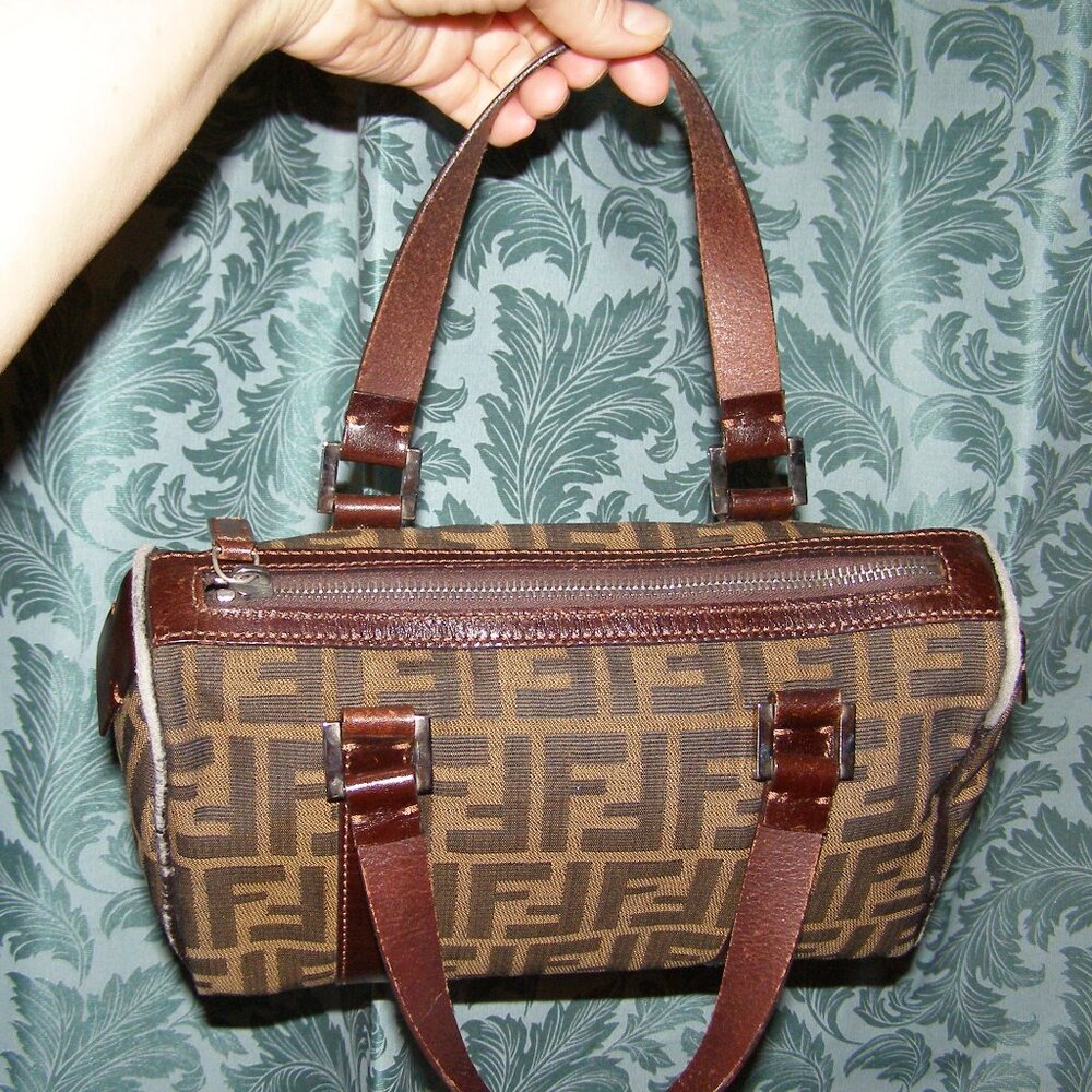 FENDI Zucca Small bag Top handle Satchel AUTHENTIC - Picture 9 of 13